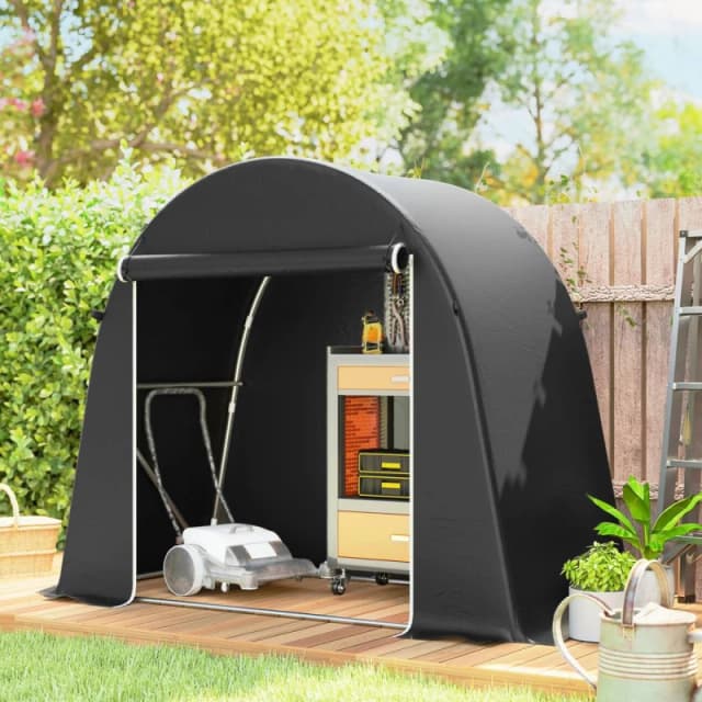 OUTSUNNY 8 x 4ft Garden Storage Shed Tent Bike Tent, Dark Grey Dark Grey Unisex