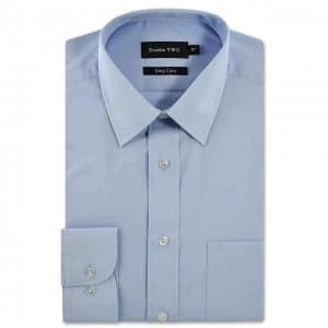 Double Two Big and tall pale blue classic cotton blend Easy iron shirt - 18