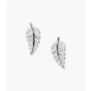Fossil Womens Elliott Leaves Sterling Stud Earrings - Silver