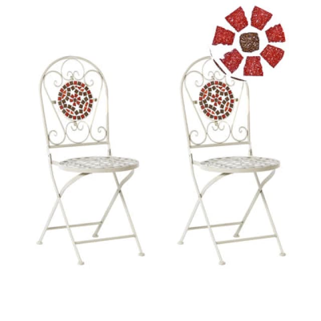 Beliani Set Of 2 Garden Chairs Spello Metal White