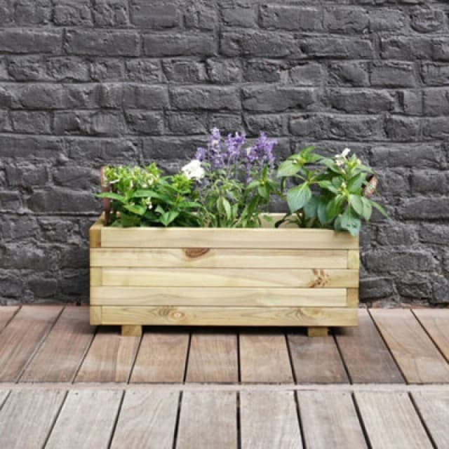 Cerland Baroque Outdoor Rectangular Wooden Planter 70Cm