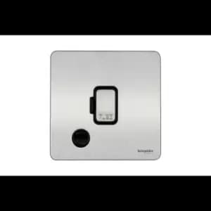 Schneider USFP 13A Unswitched Fused Spur & Flex Outlet Black Insert Stainless Steel - GU5403BSS