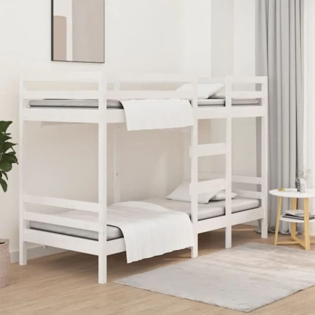 vidaXL Bunk Bed White 90x200cm Solid Wood Pine, White 3139830