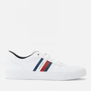 Tommy Hilfiger Mens Core Corporate Stripes Vulcanised Trainers - White - UK 11