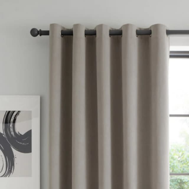 Catherine Lansfield Wilson Velvet Thermal Ready Made Eyelet Door Curtain Grey