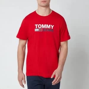 Tommy Jeans Mens Corporation Logo T-Shirt - Deep Crimson - L