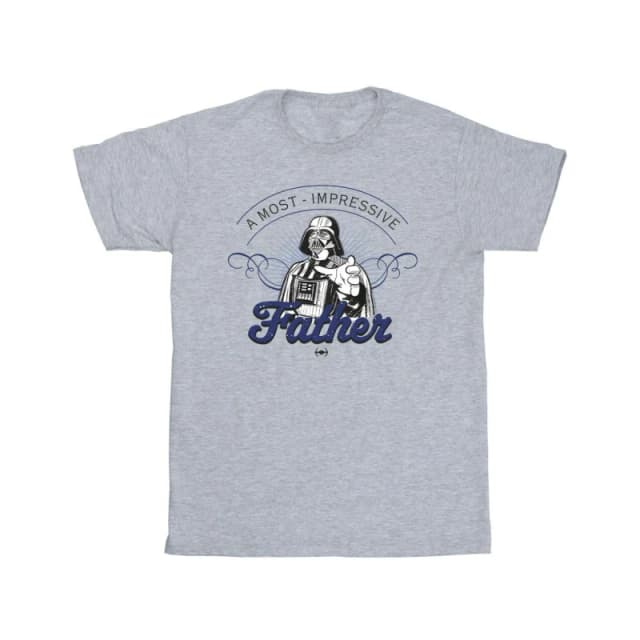 Star Wars Star Wars Men A Most Impressive Father Cotton T-Shirt in Grey Size: Small Grey S Male 5063376543712