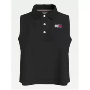 Tommy Jeans Crop Sleeveless Polo Tank - Black