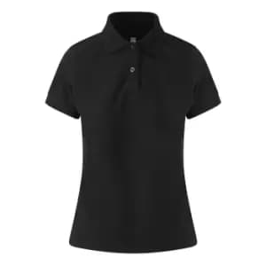 AWDis Just Polos Womens Girlie Stretch Pique Polo Shirt (XL) (Black)