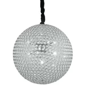 Fan Europe PLANET 9 Light Spherical Pendant Ceiling Light Chrome, Crystals 50cm