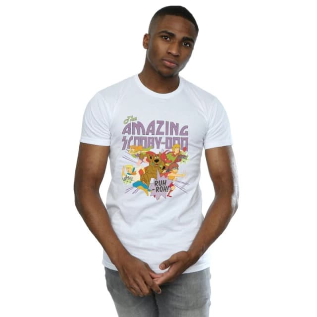 Scooby Doo Scooby Doo Men The Amazing Scooby Cotton T-Shirt in White Size: Small White S Male 5063377460759