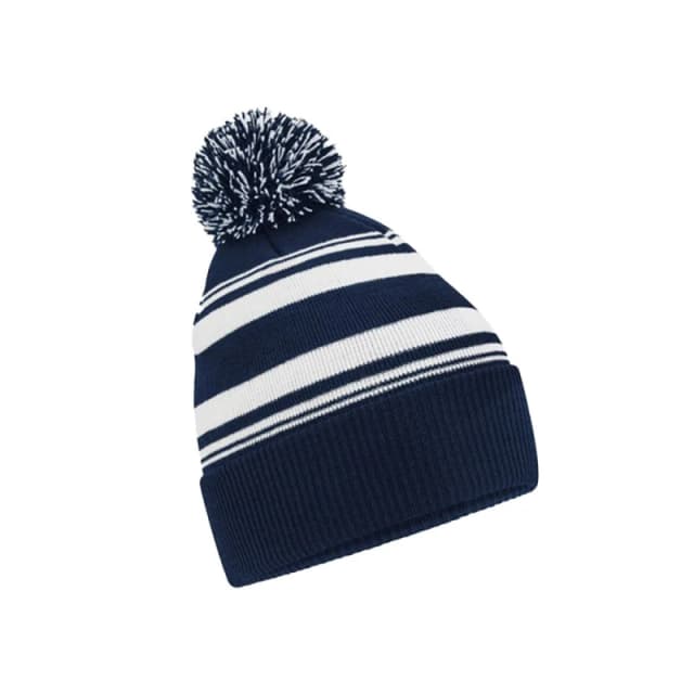Beechfield Beechfield Men Fan Striped Beanie in Mid Navy Mid Navy One Size Male 5063425806546
