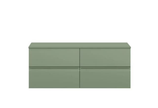 Hudson Reed Urban Wall Hung Countertop Basin Unit, 2 Soft Close Drawers Vanity Unit & Green Worktop In Satin Green, 1200mm