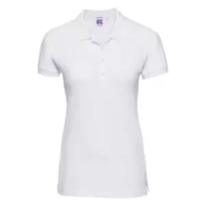Russell Womens/Ladies Stretch Short Sleeve Polo Shirt (L) (White)