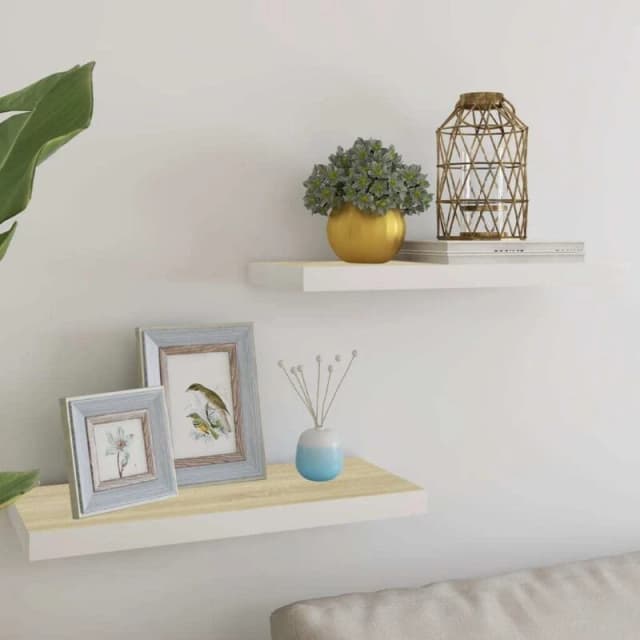 VIDAXL Vidaxl - Floating Wall Shelves 2 pcs Oak and White 60x23.5x3.8cm mdf 8720286416785