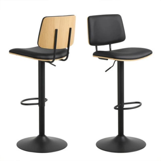 Furniture To Go Owen Swivel Bar Stool With Height Adjustable Function In Matt Black