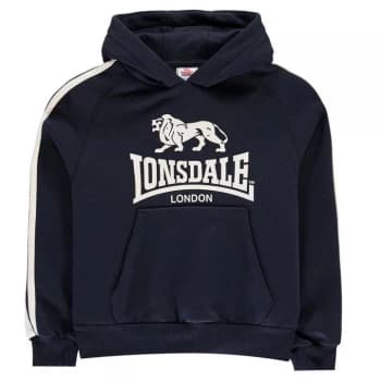 Lonsdale 2 Stripe OTH Hoodie Junior Boys - Navy/White