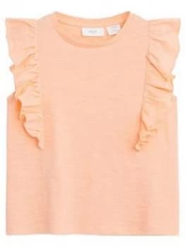 Mango Girls Frill Detail Sleeveless Tshirt - Coral