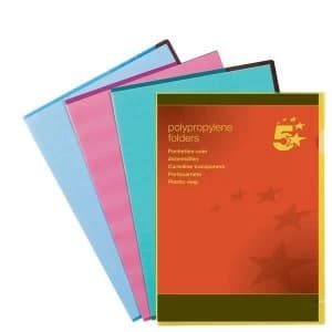 5 Star Folder Cut Flush Polypropylene Copy-safe Translucent A4 Blue Pack 25