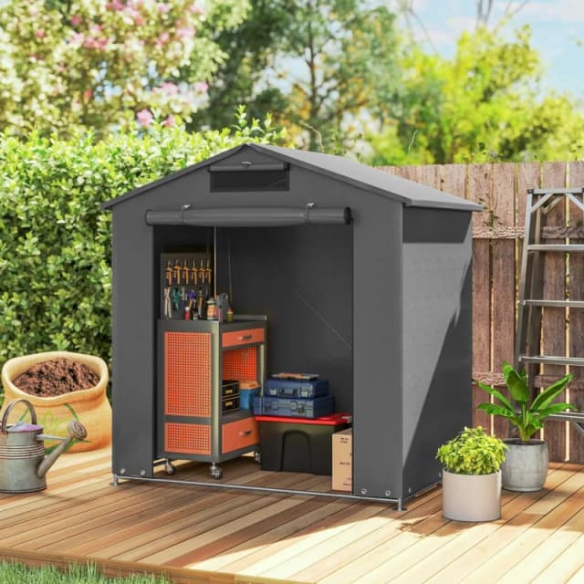 OUTSUNNY 6 x 4ft Garden Storage Shed Tent Bike Tent, Dark Grey Dark Grey Unisex