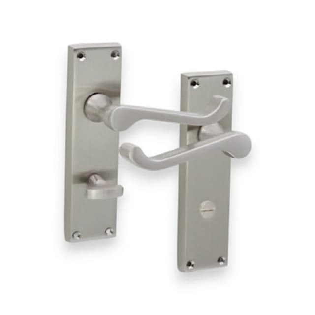 Spira Brass Victorian Scroll Privacy Lever Handle 150mm Satin Nickel