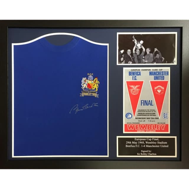 AllStarSignings Ltd Bobby Charlton signed Manchester United 1968 shirt Red unisex One Size