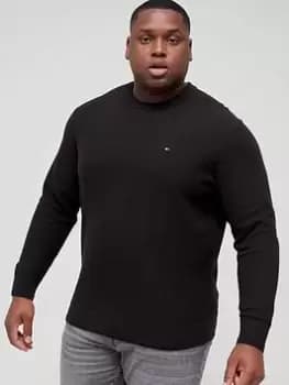 Tommy Hilfiger Big & Tall Basket Weave Knitted Jumper - Black, Size 4XL, Men