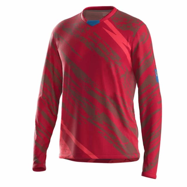 Bicycle Line Mens Ponente UPF 30+ V-Neck Long Sleeve Cycling Jersey Bordeaux male Small