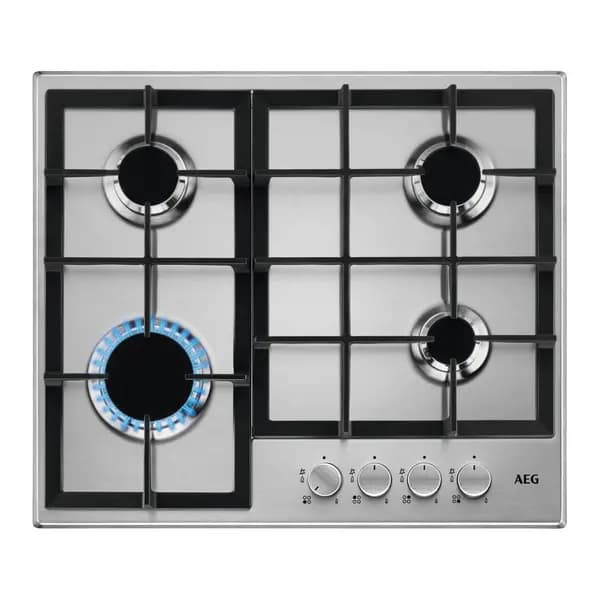 AEG 3000 Series 60cm 4 Burner Gas Hob with Wok Burner -Stainless Steel 949641061 Stainless steel