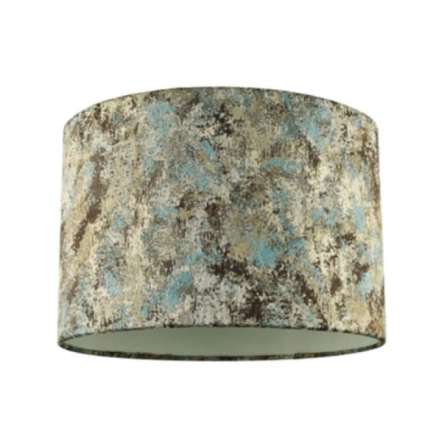 Happy Homewares Graphic Designer Round Drum Lamp Shade In Teal Cream And Taupe Colours