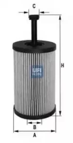 2503200 UFI Oil Filter Oil Cartridge
