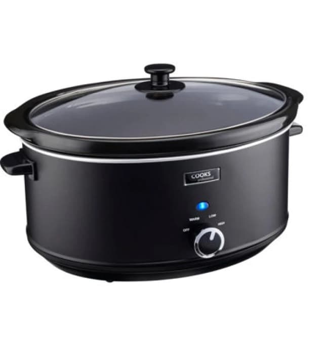Cooks Professional Black Stainless Steel Slow Cooker Removable Ceramic Pot Bowl Keep Warm 3.5L Black unisex