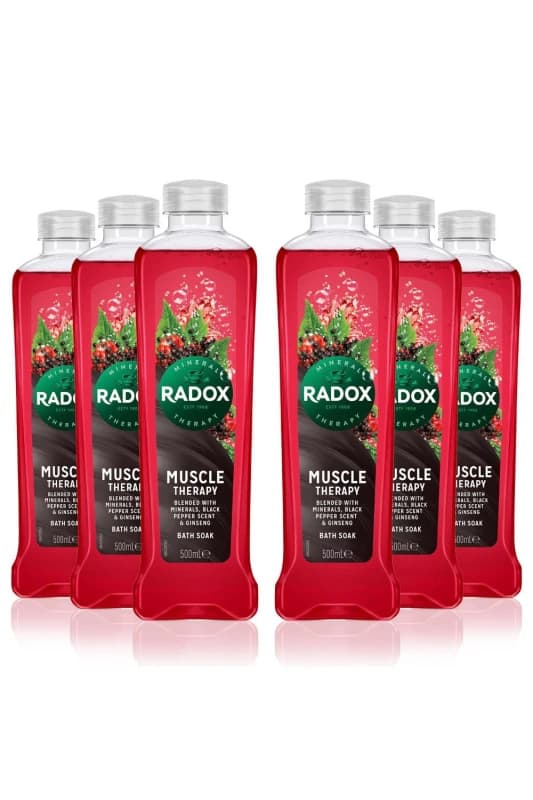 Radox 100% Nature Inspired Fragrance 'Bath Soak', Muscle Therapy, 6 x 500ml Red female