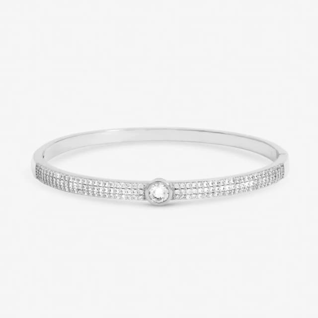 Jon Richard Silver Plated Crystal and Pave Stone Bangle Bangles One Size Silver 73782711000