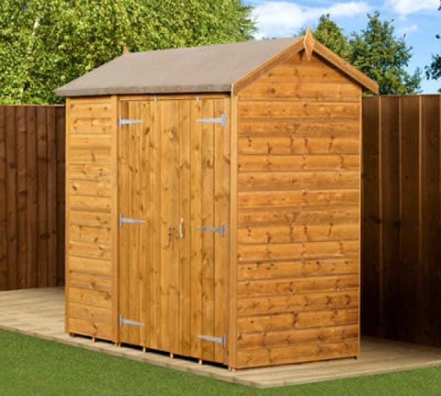 Empire Sheds Empire Modular Apex 4X6 Dipped Treated Tongue And Groove Wooden Garden Shed Double Door (4' X 6' / 4ft X 6ft) (4X6)