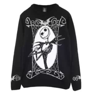 Nightmare Before Christmas Girls Jack Skellington Portrait Knitted Jumper (9-10 Years) (Black)