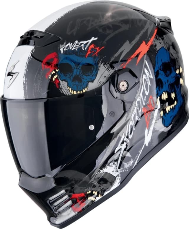 Scorpion Covert FX Skullz Helmet, black-grey-red, Size M for Men