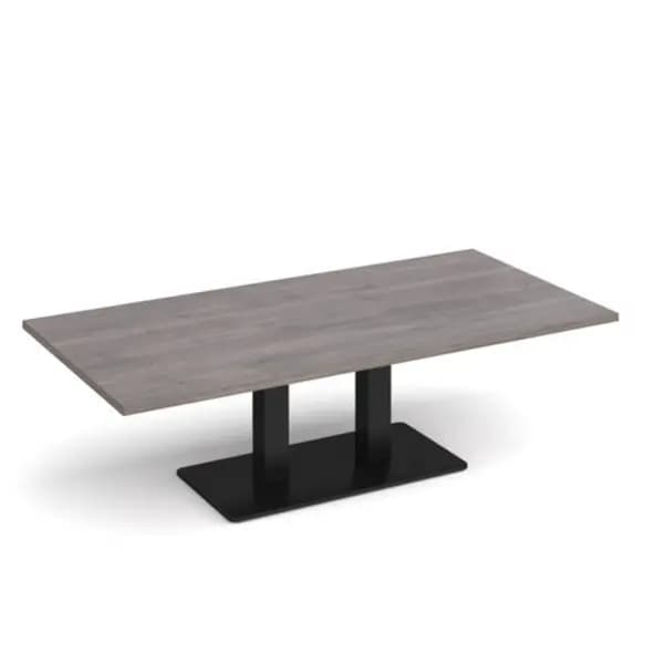 Eros Eros rectangular coffee table with flat Black rectangular base and twin uprights 1600mm x 800mm - grey oak ECR1600-K-GO
