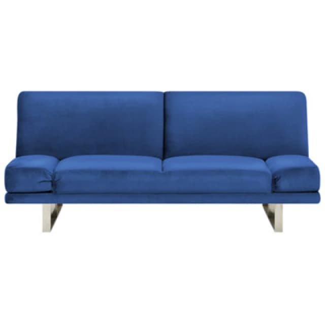 Beliani Sofa Bed 2 Seater York Velvet Navy Blue