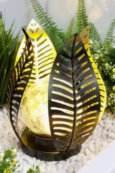 Solar Tulip With LED Crackle Ball - White