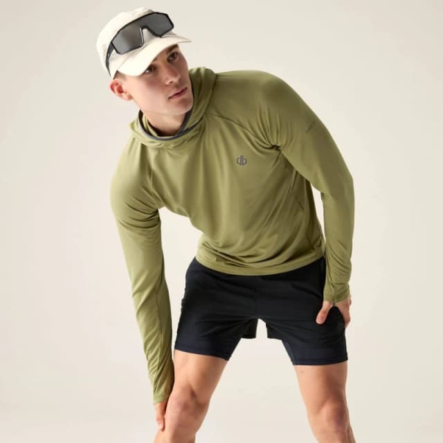 Dare 2b Mens Sprint City Running Hooded Midlayer in Khaki Size: Medium Khaki Male M