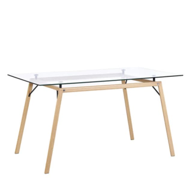Beliani Dining Table Kamina Light Brown 140 Cm 80 Cm Tempered Glass