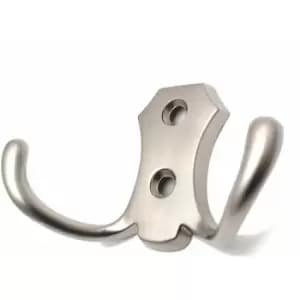 Small Double Coat Hanger Hook Door Wall Bath BK24 Model - Colour Satin - Pack of 10