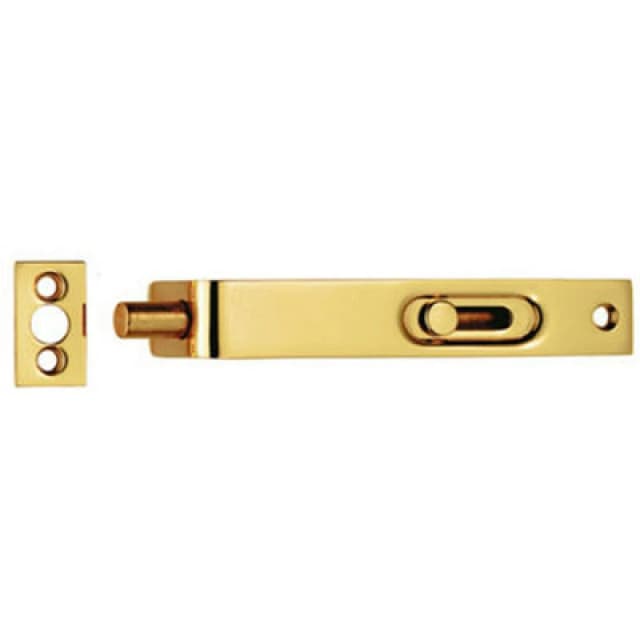 Loops Sunk Slide Flush Door Bolt with Flat Keep Plate 102 x 17mm Polished Brass Metallics unisex