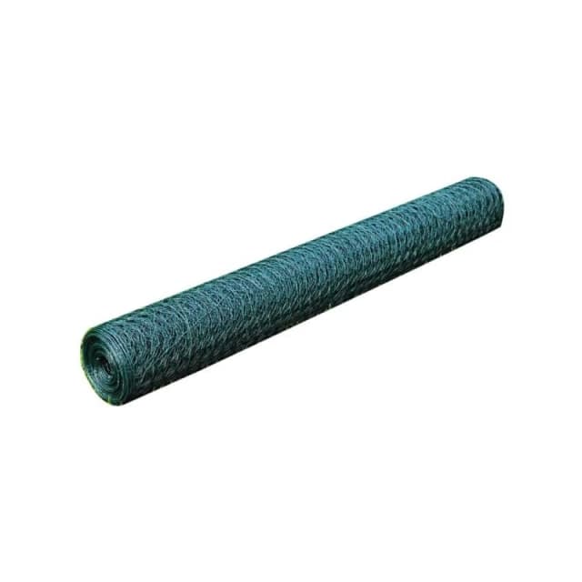vidaXL Chicken Wire Fence Galvanised With PVC Coating 25x1m Green 140413