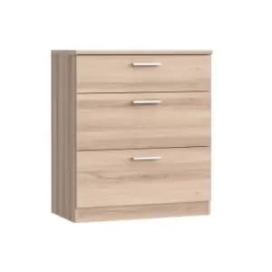 Three Drawer Chest of Drawers in a Light Oak Shade, Light Oak