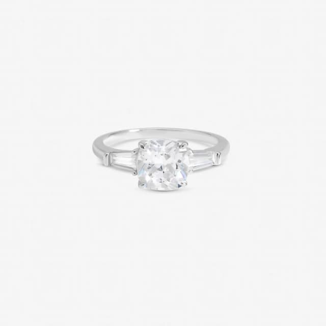 Inicio Sterling Silver Engagement Ring - Gift Pouch Silver female XL