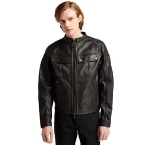 Moto Guzzi X Timberland Leather Jacket For Men In Black Black, Size L