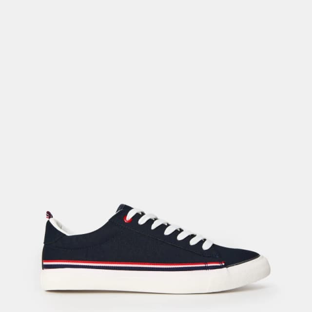 Regatta Mens Stripe Canvas Low Trainers Navy male 10 (45)