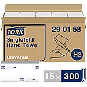 Tork Folded Hand Towels H3 Universal 1 Ply V-fold White 15 Pieces of 300 Sheets